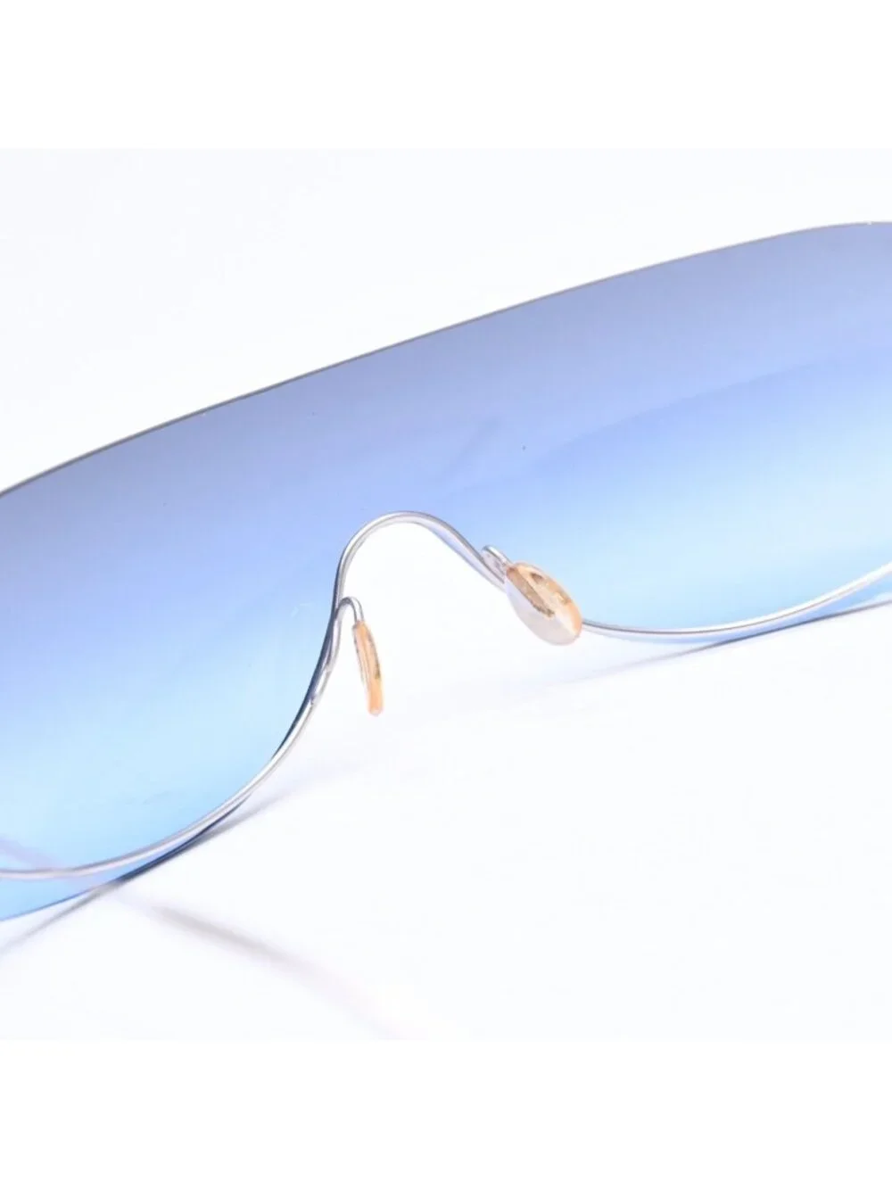 Chanel Shield Sunglasses Eyewear 125 CC Logo Faux Pearl Blue